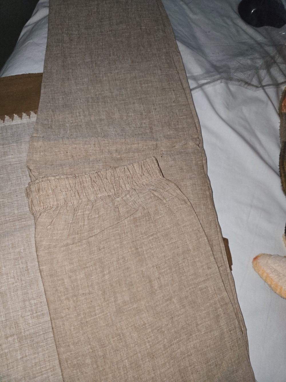 Bombay Women's Khaki Kurta With Pazama ,dupta Elastic-Waist Chinos — Light Brown
